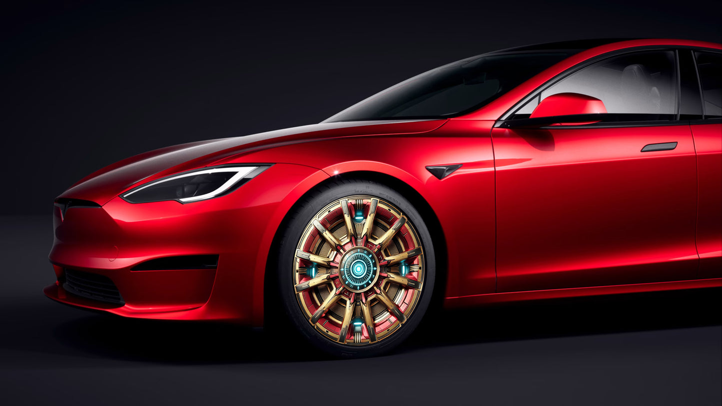 TeslaZip Universal Wheel Covers - All-Model Fit with 5% Energy Boost Famous Movie Category  Iron Man 4pc