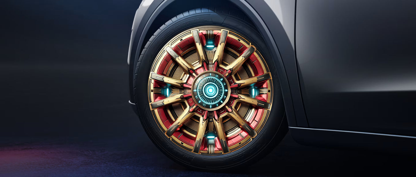 TeslaZip Universal Wheel Covers - All-Model Fit with 5% Energy Boost Famous Movie Category  Iron Man 4pc