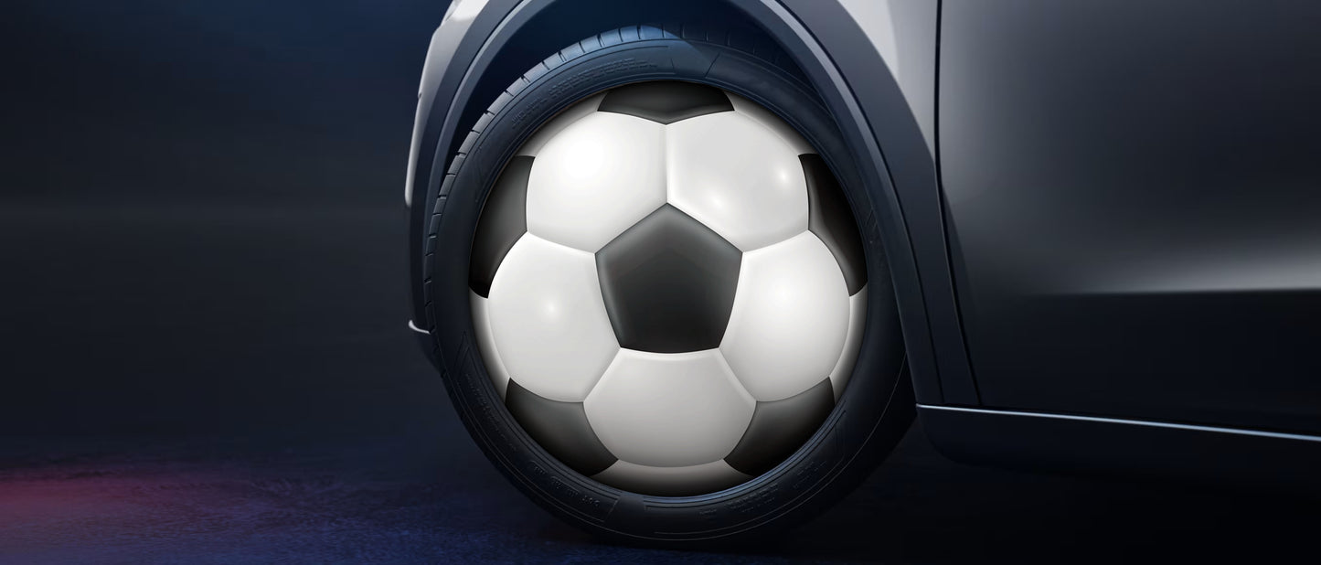 TeslaZip DesignPro Wheel Covers Kit - Customizable Aerodynamic Upgrade Soccer Balls Fans 4pc