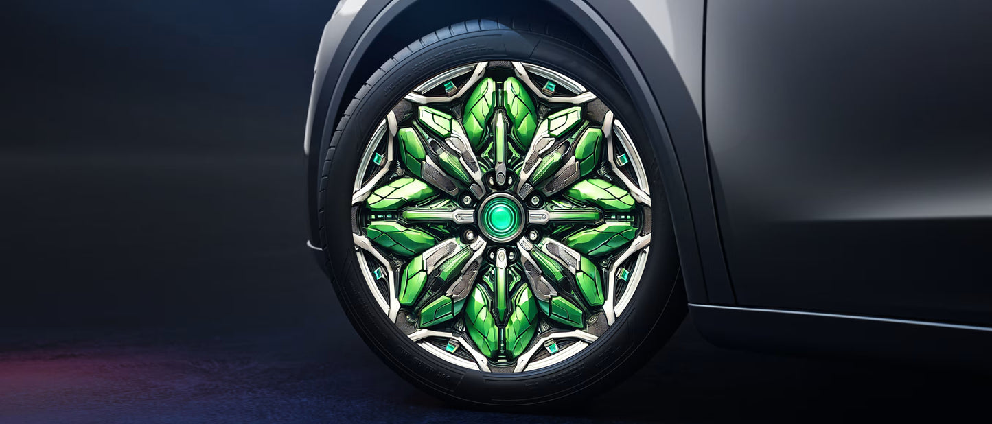 TeslaZip Universal Wheel Covers - All-Model Fit with 5% Energy Boost energy saver aerodynamic  Hulk  cinematic 4pc