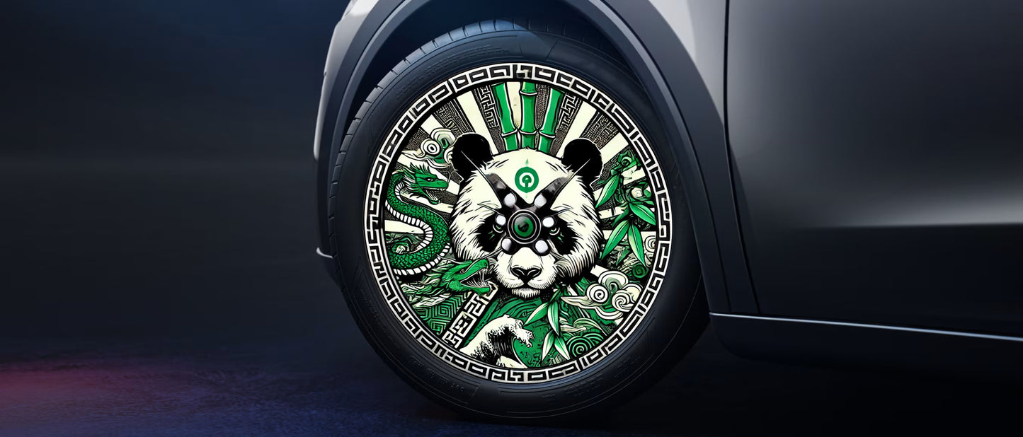 TeslaZip EcoLock Wheel Covers - Friction-Reduction Design (5min Install) aerodynamic energy saver  China panda Chinese element 4pc